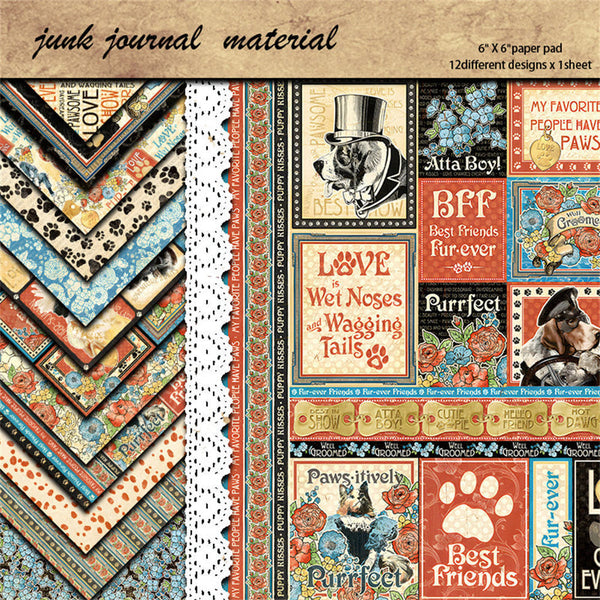 12PCS Vintage noble material paper