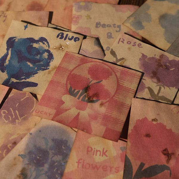 20PCS Coffee dyed rose note paper