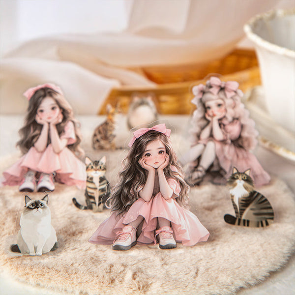 50PCS The Girl and Cat series sticker