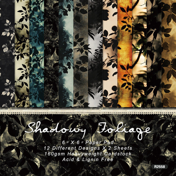 24PCS Shadowy Foliages material paper