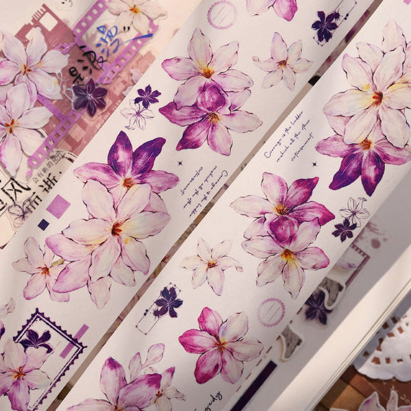 Whole Roll 5cm*6m Wind letter violet Washi/PET Tape