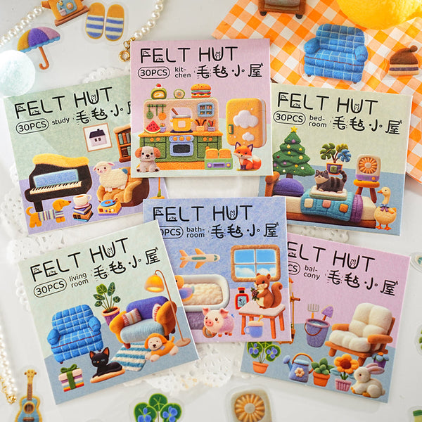 30PCS Felt Hut series sticker