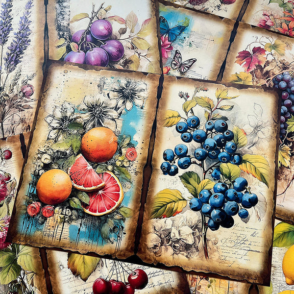 20PCS Vintage pastoral fruit background paper