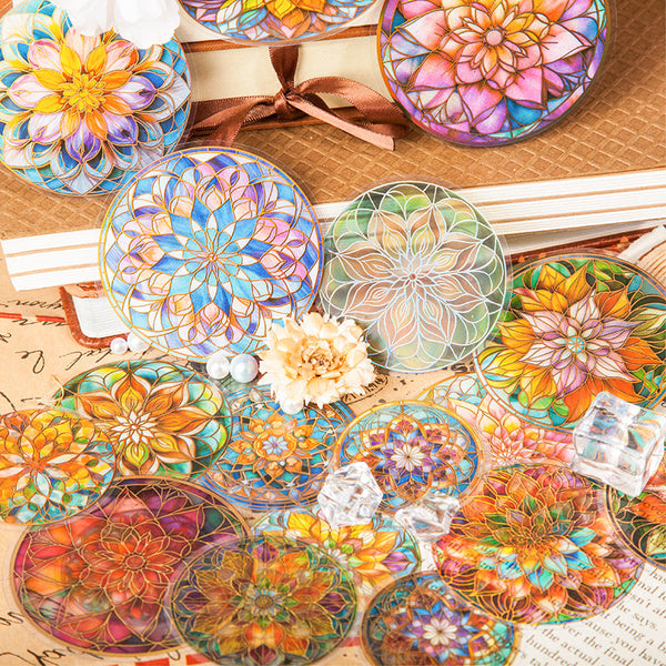 12PCS Glass mandala series sticker