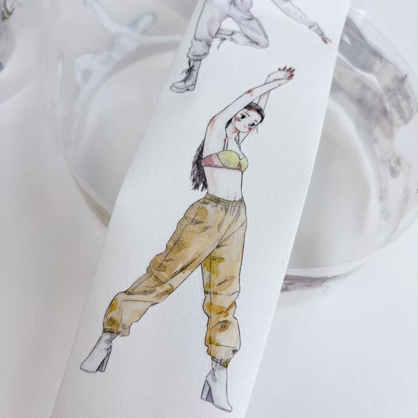 Whole Roll 5cm*10m Dancing girl Die Cutting Washi/PET/Fog PET Tape