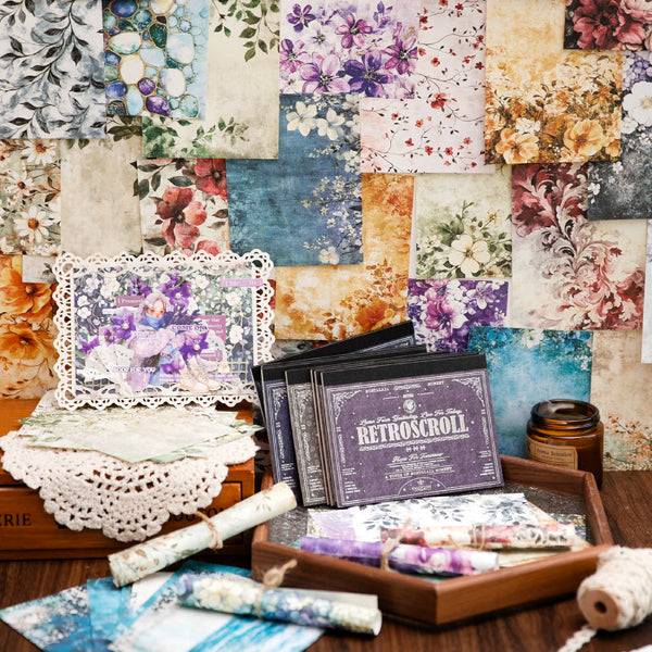 20PCS Retro scroll series material paper