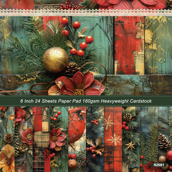 24PCS Retro notes Christmas background paper