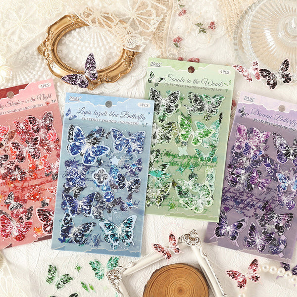 4PCS Graceful Butterfly Shadow Series sticker