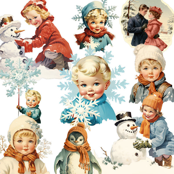 20 pegatinas vintage de invierno para niños