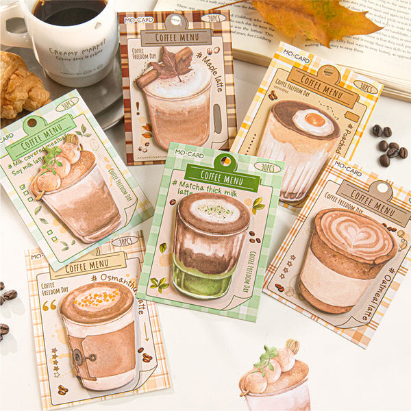 30PCS Coffee Freedom Day series note paper