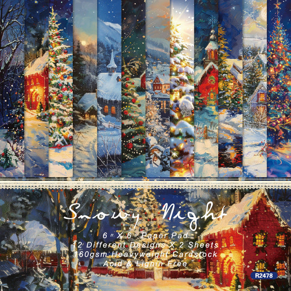 24PCS Snowy Night background paper