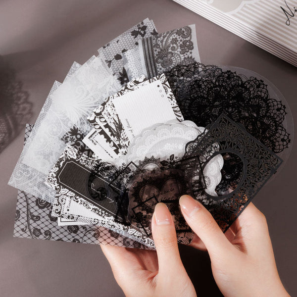 100 piezas de papel de material de la serie Night Lace 