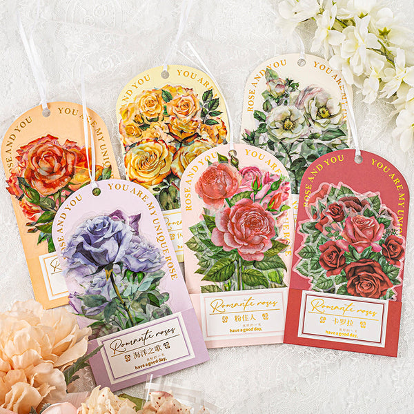 10 pegatinas de colección de rosas románticas 