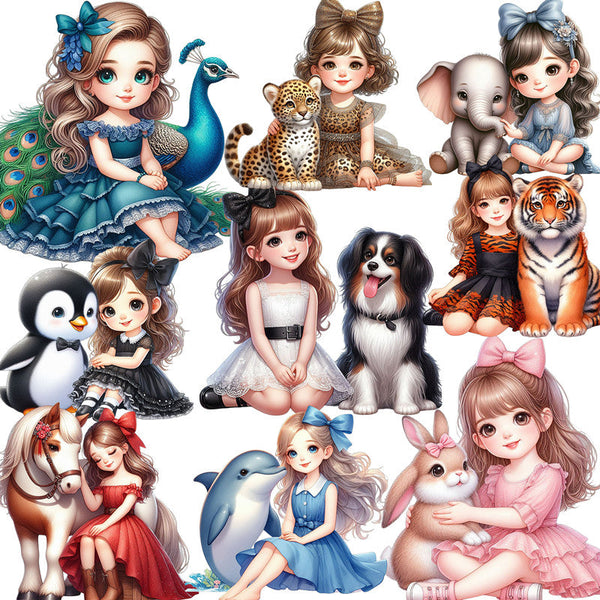 20PCS Animals & little girls sticker