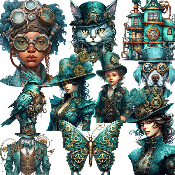 12PCS Green steampunk sticker