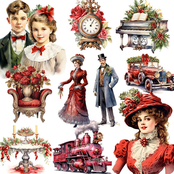 20 pegatinas navideñas retro victorianas