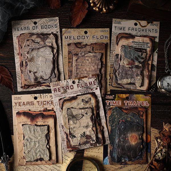 28PCS Retro Embers series material paper