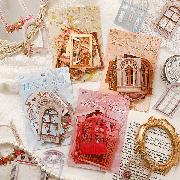 10PCS Golden times window series material paper