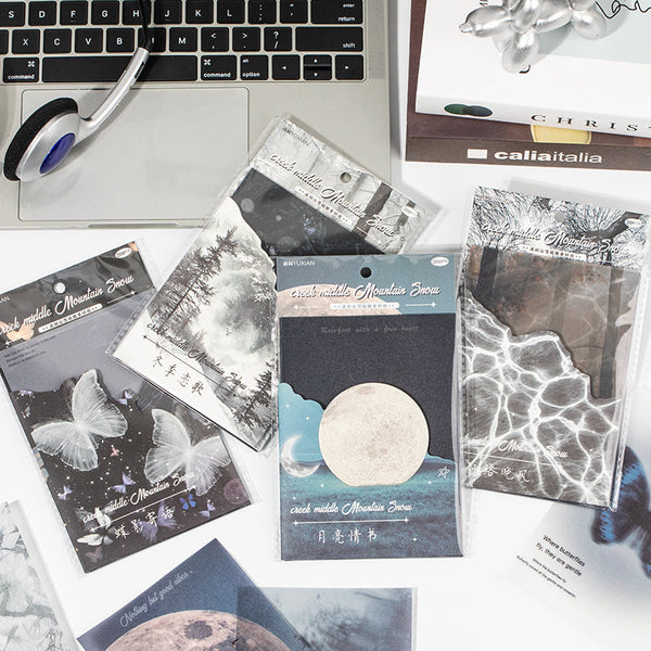 20PCS Stream mountain snow series material paper