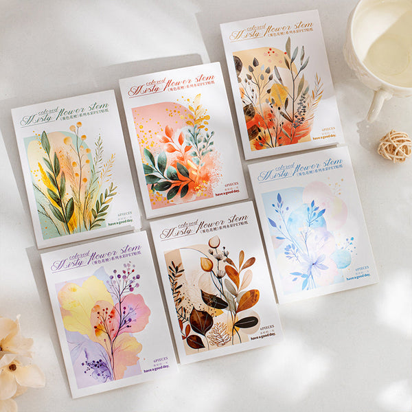 6PCS Misty flower stem series sticker