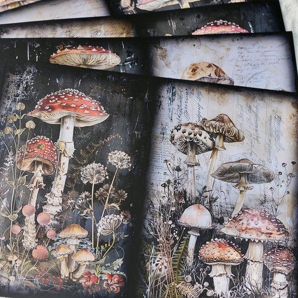 10PCS Forest mushroom background paper