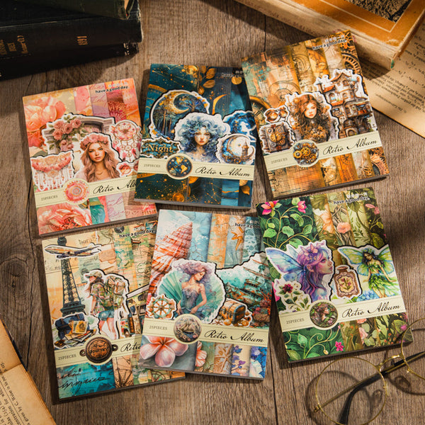 25PCS Vintage souvenir series sticker book