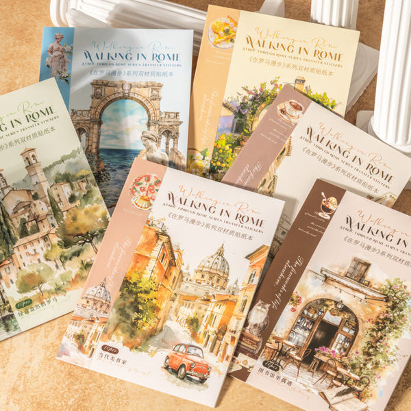 10PCS Walk in Rome series sticker book