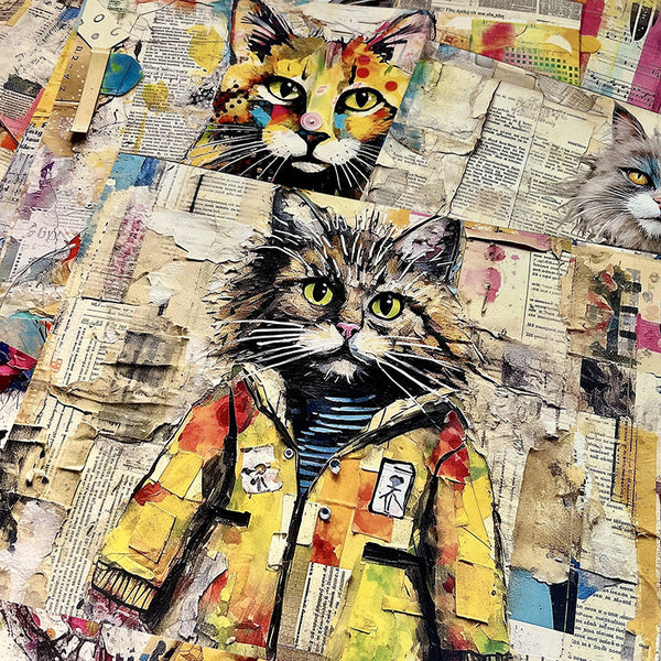 12PCS Vintage cat background paper