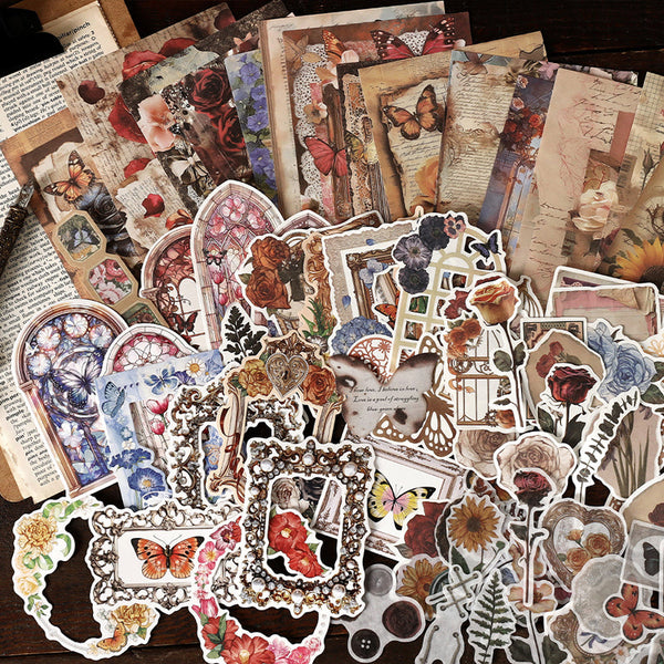 200PCS Mottled Old Memories Series material paper set