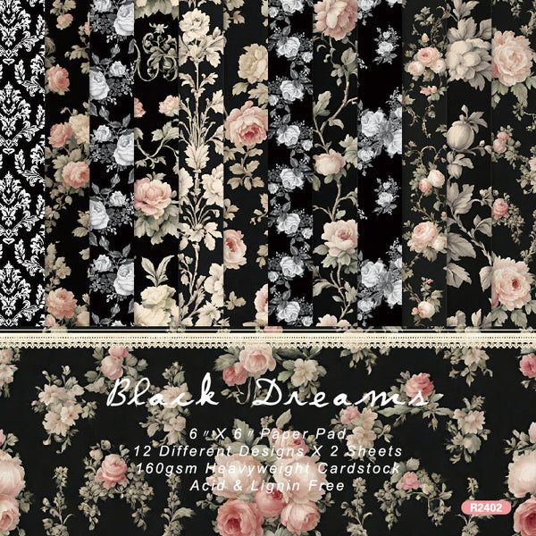 24PCS Black Dreams background paper