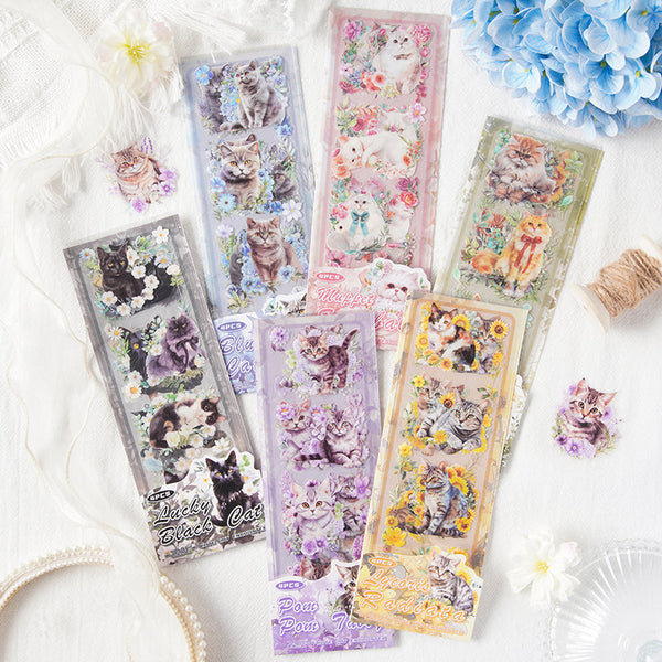 4PCS Cute Cat Encounter Series sticker