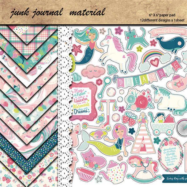 12PCS Dream Girl material paper