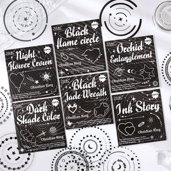 12PCS Obsidian ring series sticker