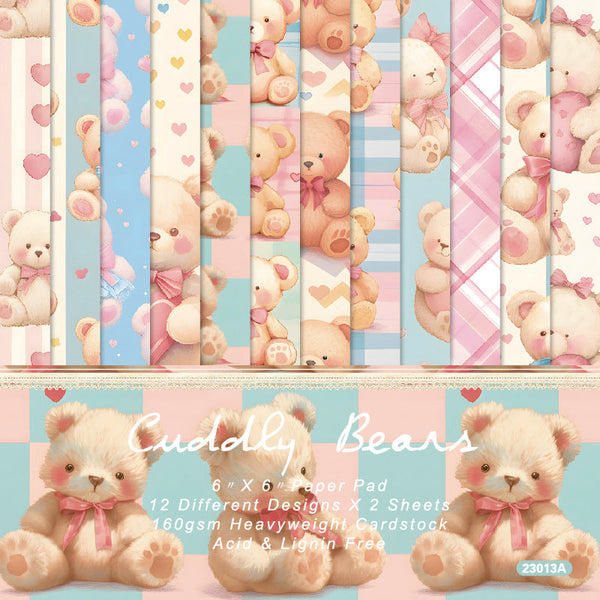 24PCS Cuddly bears background paper