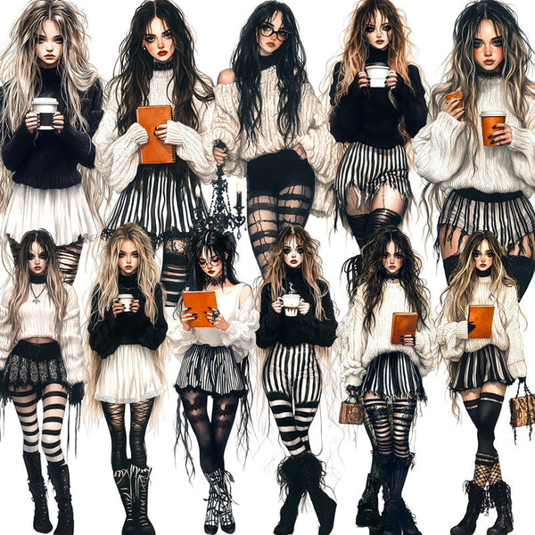 12PCS Goth cool girl Sticker