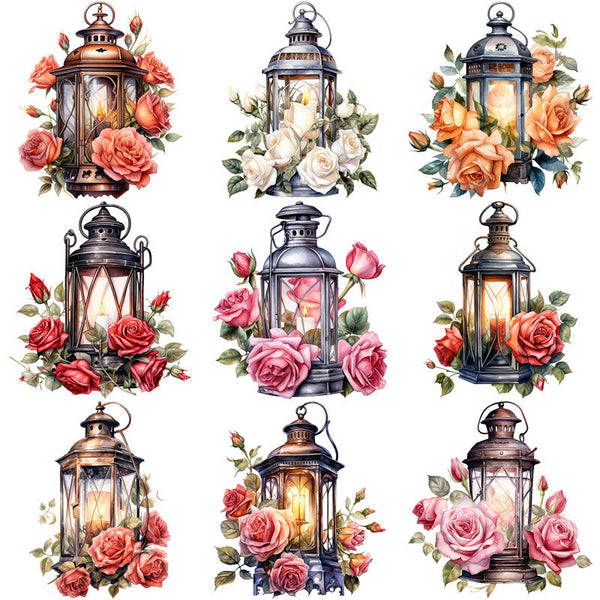 12 piezas de pegatinas de luces rosas vintage