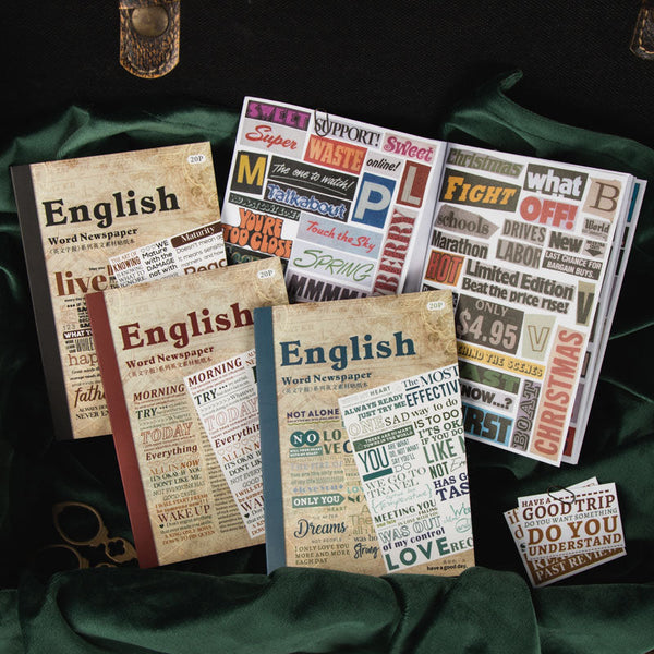 20PCS English newspaper series sticker