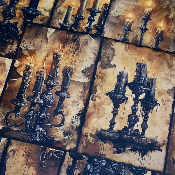 10PCS Gothic flame candlestick background paper