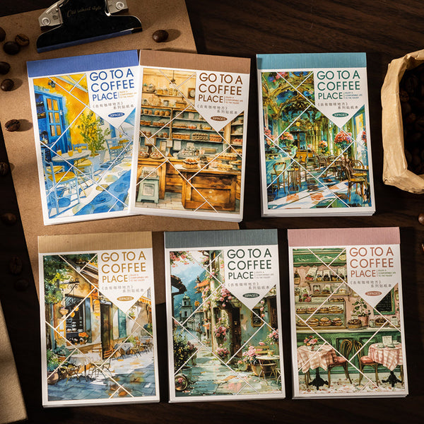 30PCS Go to places with coffee series sticker book