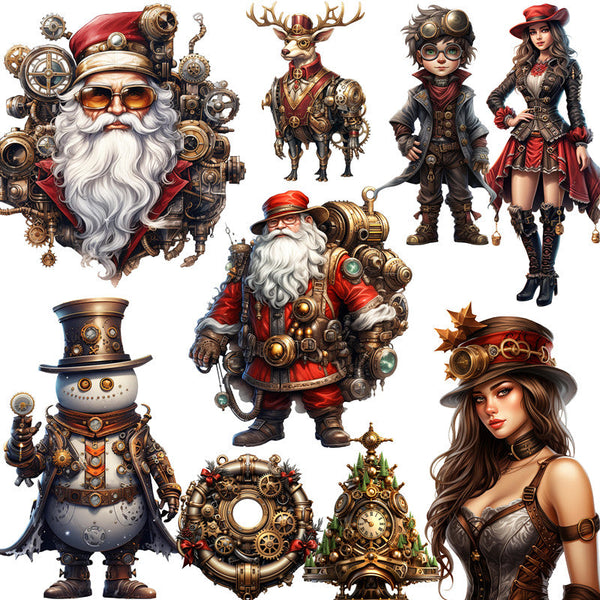 12PCS Steam Christmas sticker