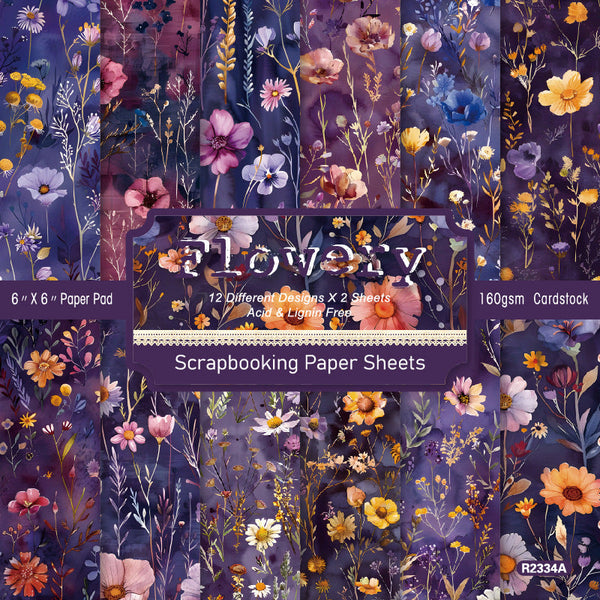 24PCS Flowery material paper