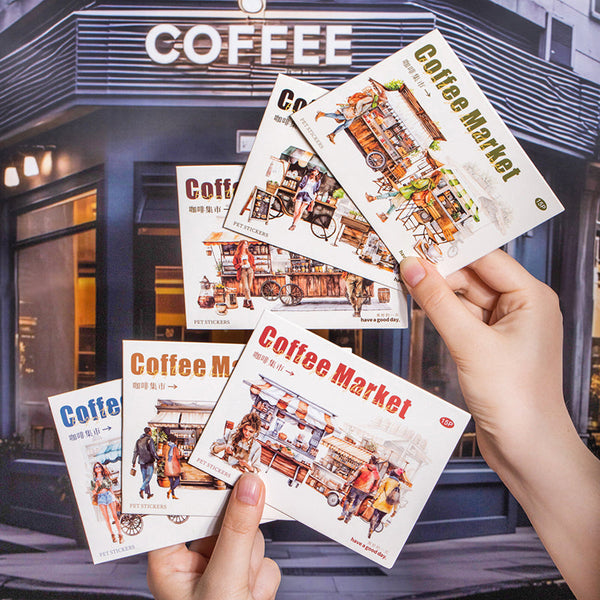 15PCS Coffee Market Series sticker