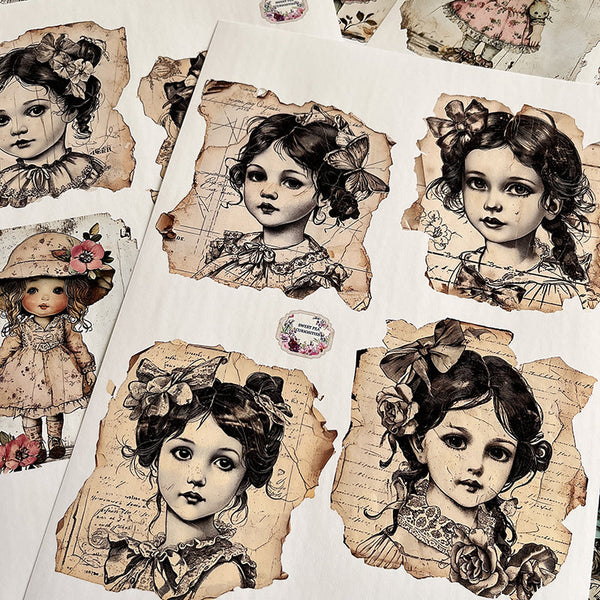 12PCS Antique doll background paper