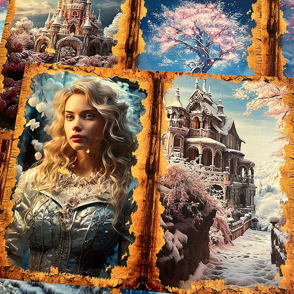 10PCS Ice castle Queen background paper