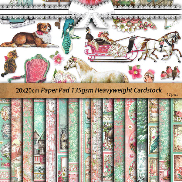 17PCS Sweet winter material paper