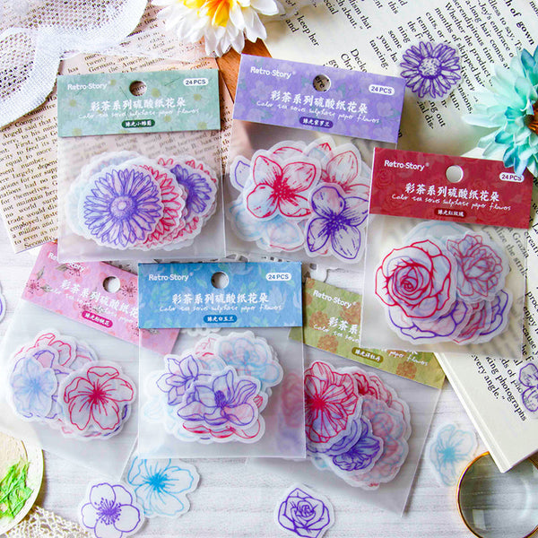 24PCS Colored tea series sticker