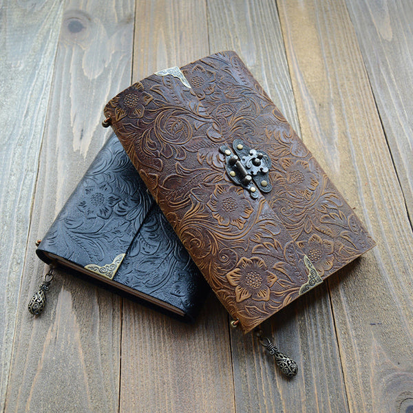 Vintage engraved buckle notebook