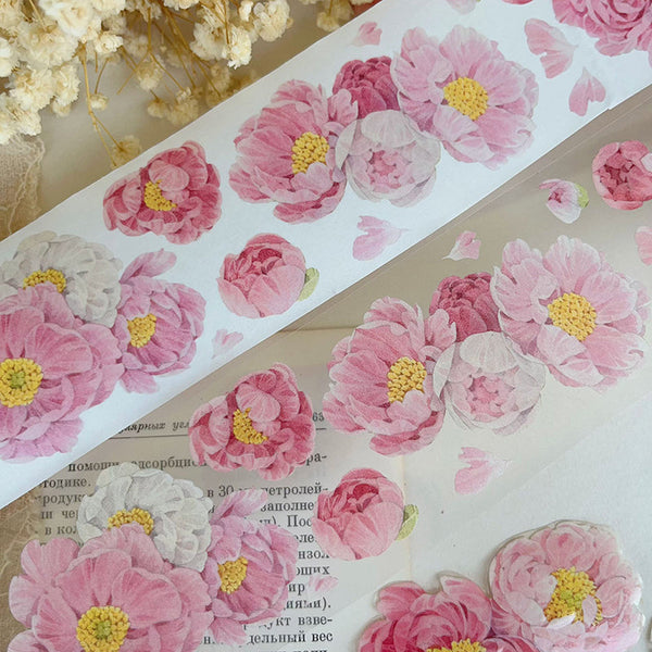 5cm*100cm Peony powder Washi/PET Tape