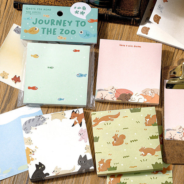 100PCS Travels to the zoo series note paper