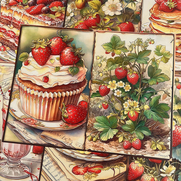 10 STÜCKE Vintage erdbeerkuchen hintergrund papier